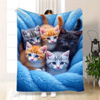 Aonana Cute Cats Group Gifts Cozy Flannel Throw Blanket