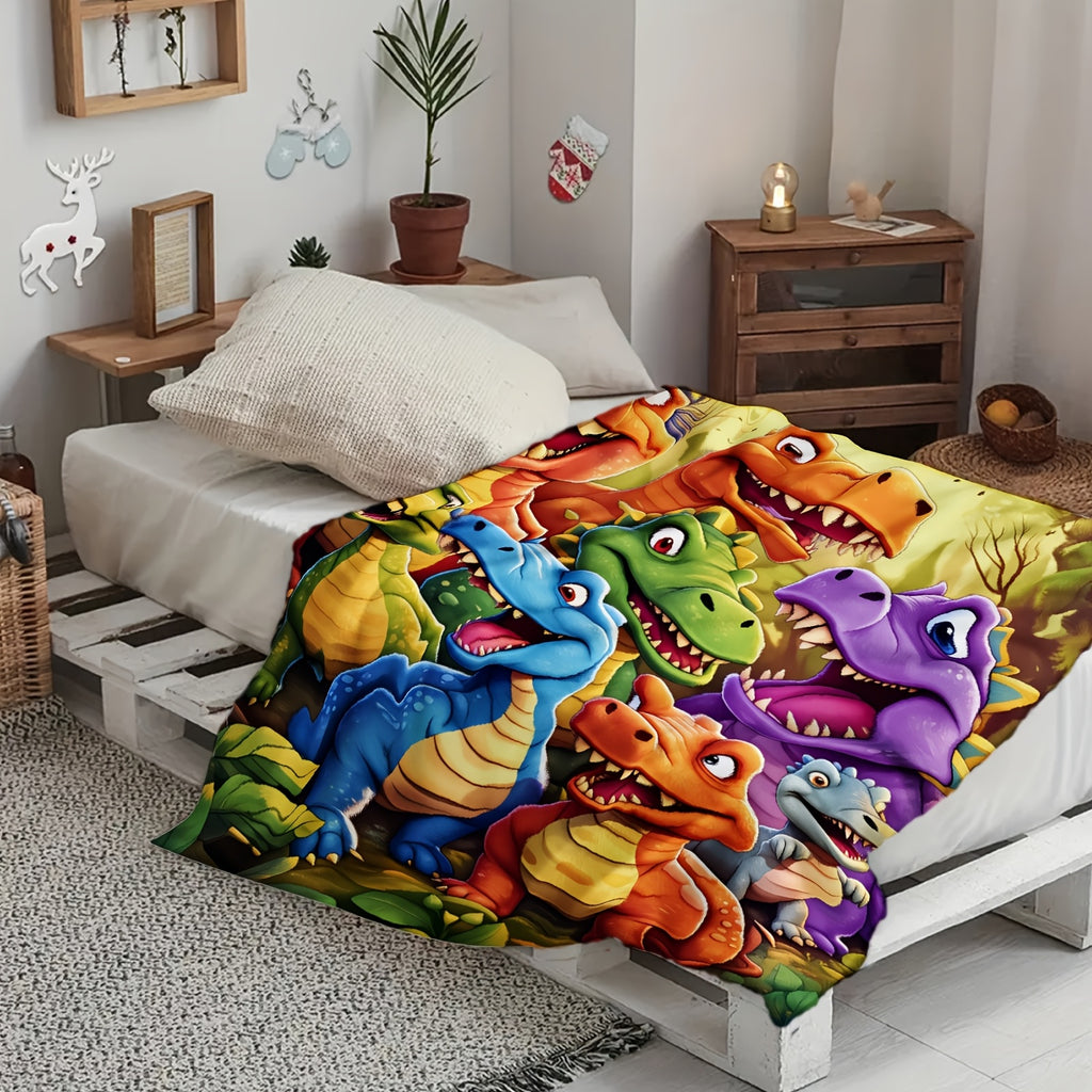 🦕【Cute Dinosaur Series】Cartoon Dinosaur Flannel Blanket for Kids Cute Gift for Boys & Girls