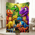 Aonana Adorable Dinosaur Print Flannel Blanket