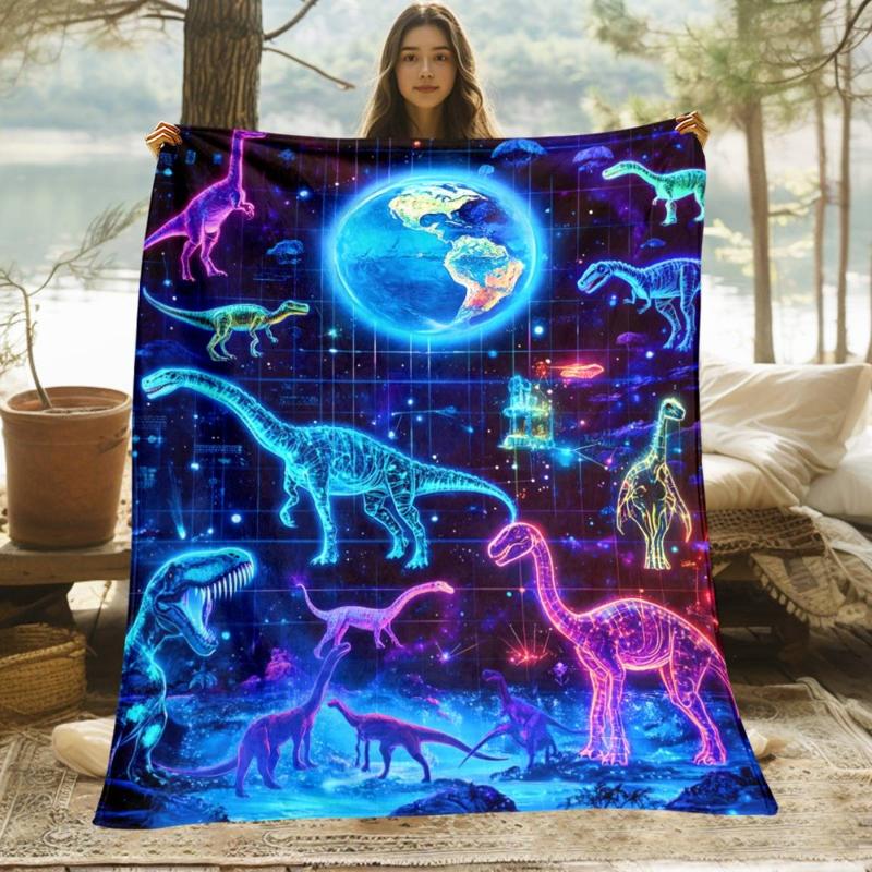 🦕【Cute Dinosaur Series】Cartoon Dinosaur Flannel Blanket for Kids Cute Gift for Boys & Girls
