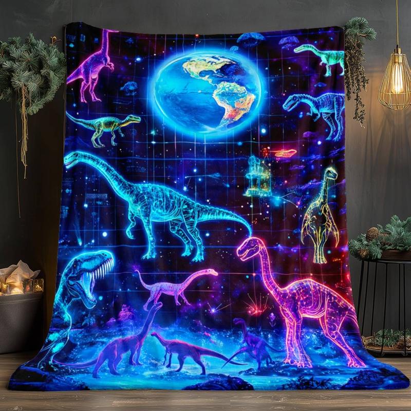 🦕【Cute Dinosaur Series】Cartoon Dinosaur Flannel Blanket for Kids Cute Gift for Boys & Girls