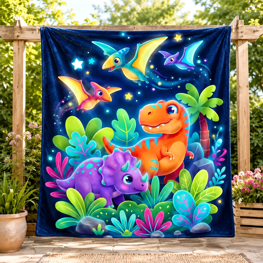 🦕【Cute Dinosaur Series】Cartoon Dinosaur Flannel Blanket for Kids Cute Gift for Boys & Girls