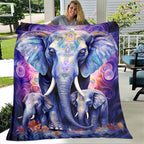 Aonana Elephant Sunset Trees Flannel Throw Blanket