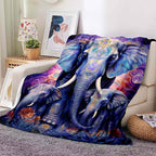 Aonana Elephant Sunset Trees Flannel Throw Blanket