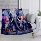 Aonana Elephant Sunset Trees Flannel Throw Blanket