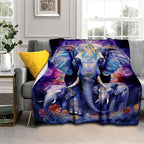 Aonana Elephant Sunset Trees Flannel Throw Blanket