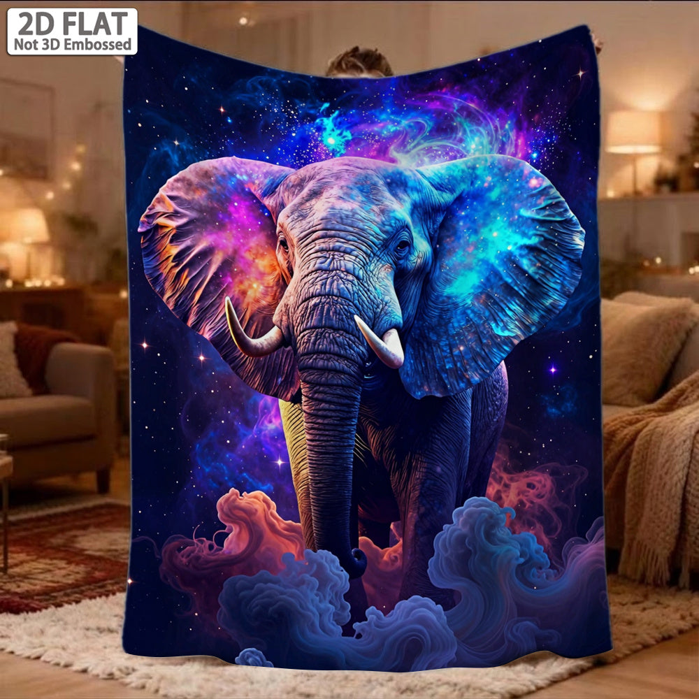 Aonana Elephant Sunset Trees Flannel Throw Blanket