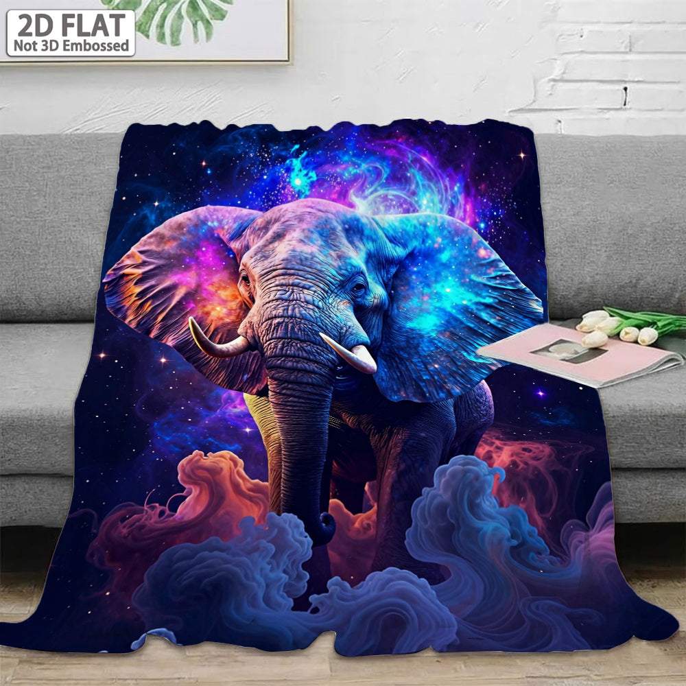 Aonana Elephant Sunset Trees Flannel Throw Blanket