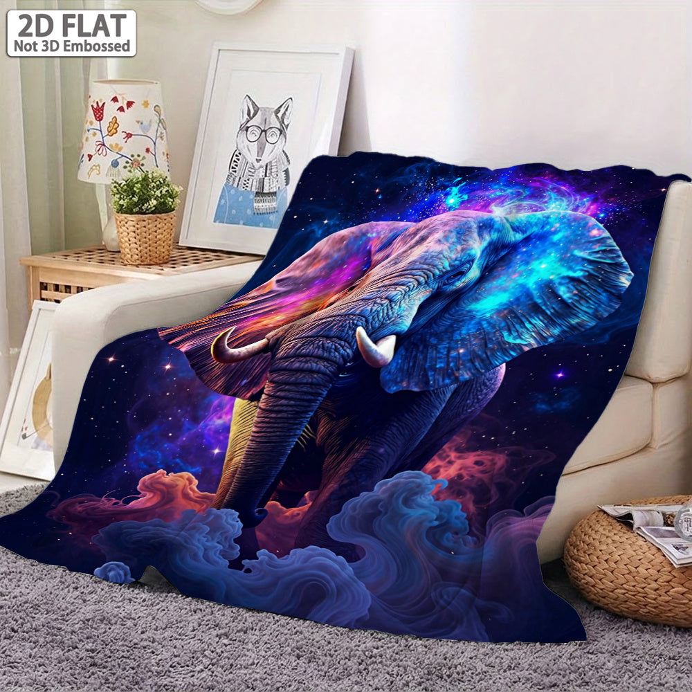 Aonana Elephant Sunset Trees Flannel Throw Blanket
