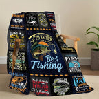 Aonana "I'd Rather Be Fishing" Flannel Throw Blanket