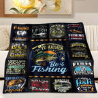 Aonana "I'd Rather Be Fishing" Flannel Throw Blanket