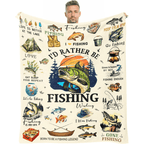 Aonana "I'd Rather Be Fishing" Flannel Throw Blanket