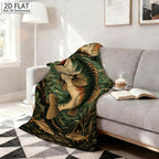 Aonana Big Bass Fishing Flannel Throw Blanket