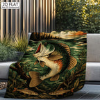 Aonana Big Bass Fishing Flannel Throw Blanket