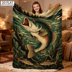 Aonana Big Bass Fishing Flannel Throw Blanket