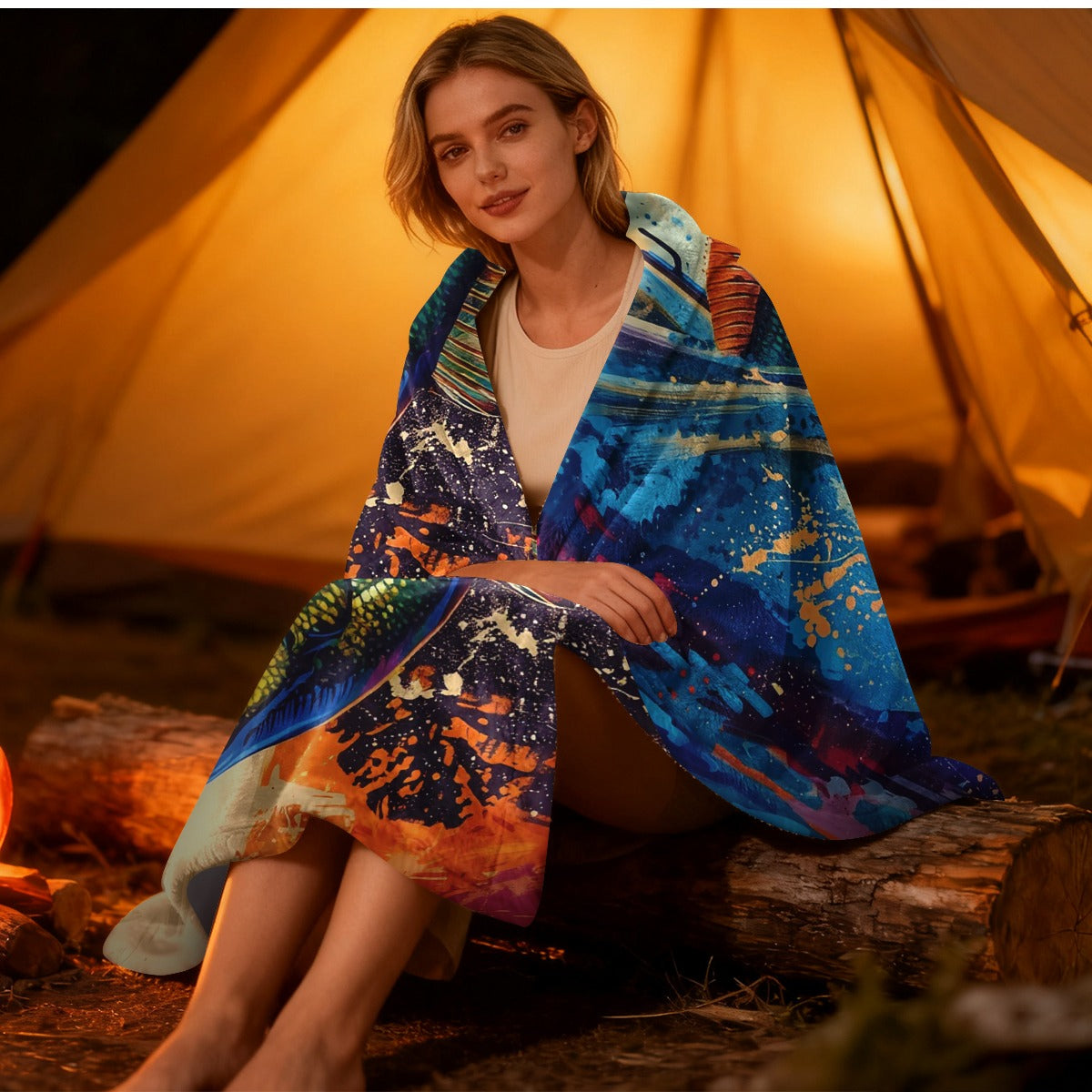 Aonana Big Bass Fishing Flannel Throw Blanket