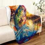 Aonana Big Bass Fishing Flannel Throw Blanket