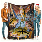 Aonana Big Bass Fishing Flannel Throw Blanket