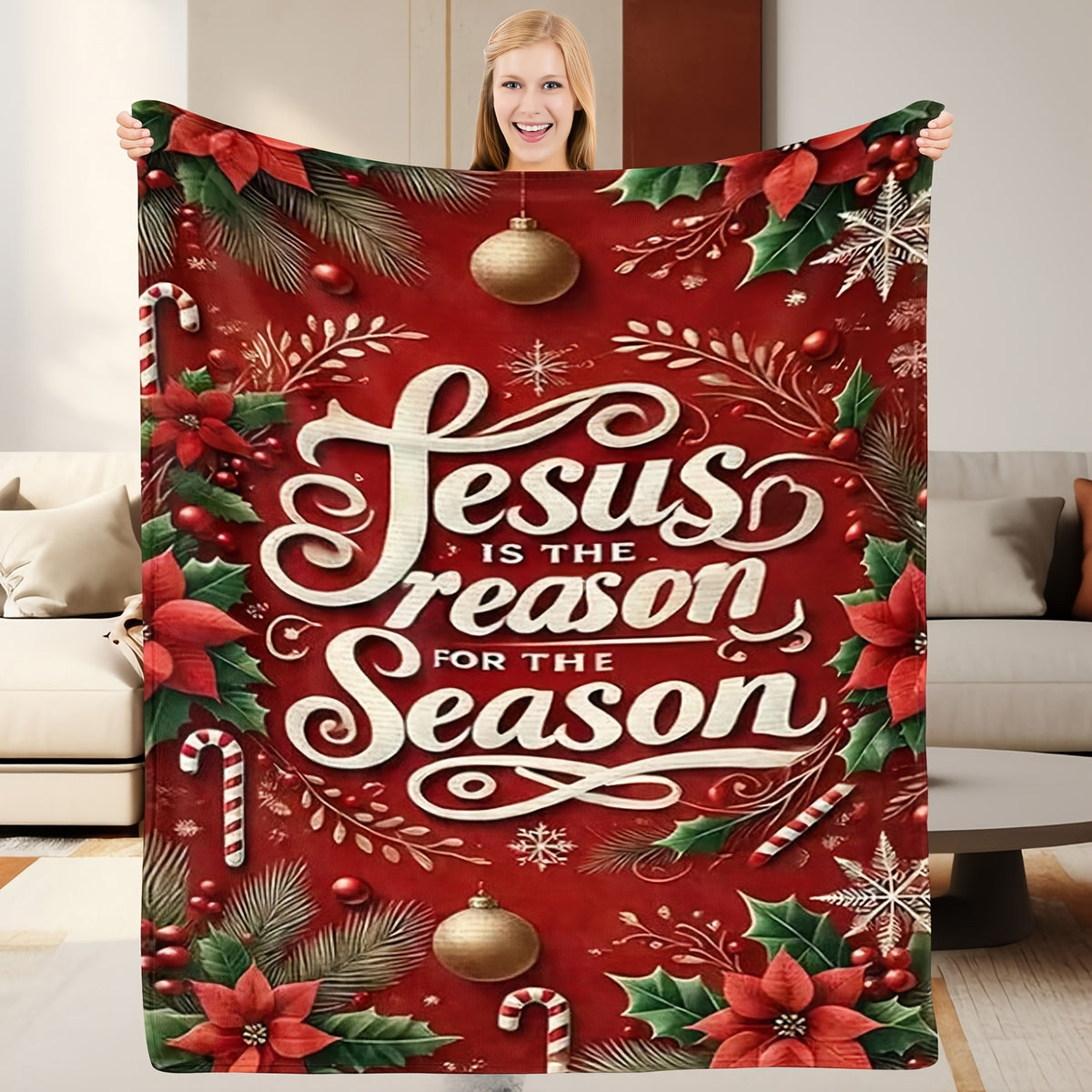 Aonana Christian “Thank You Lord” Printed Flannel Blanket