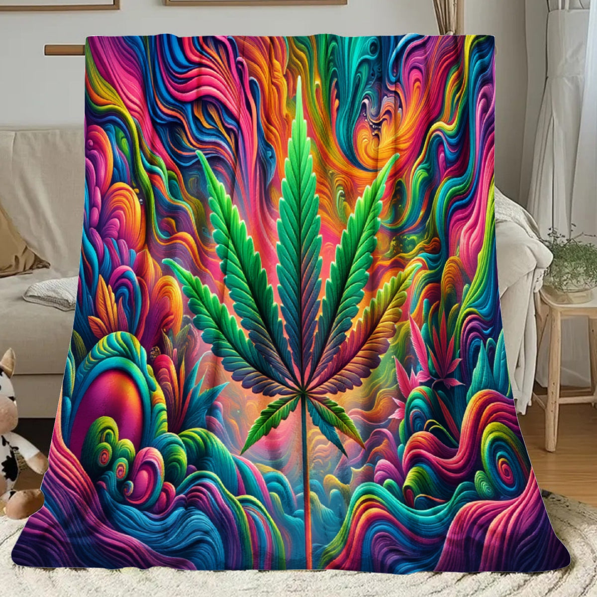 Aonana Secret Garden Leaf Art Soft Cozy Flannel Throw Blanket