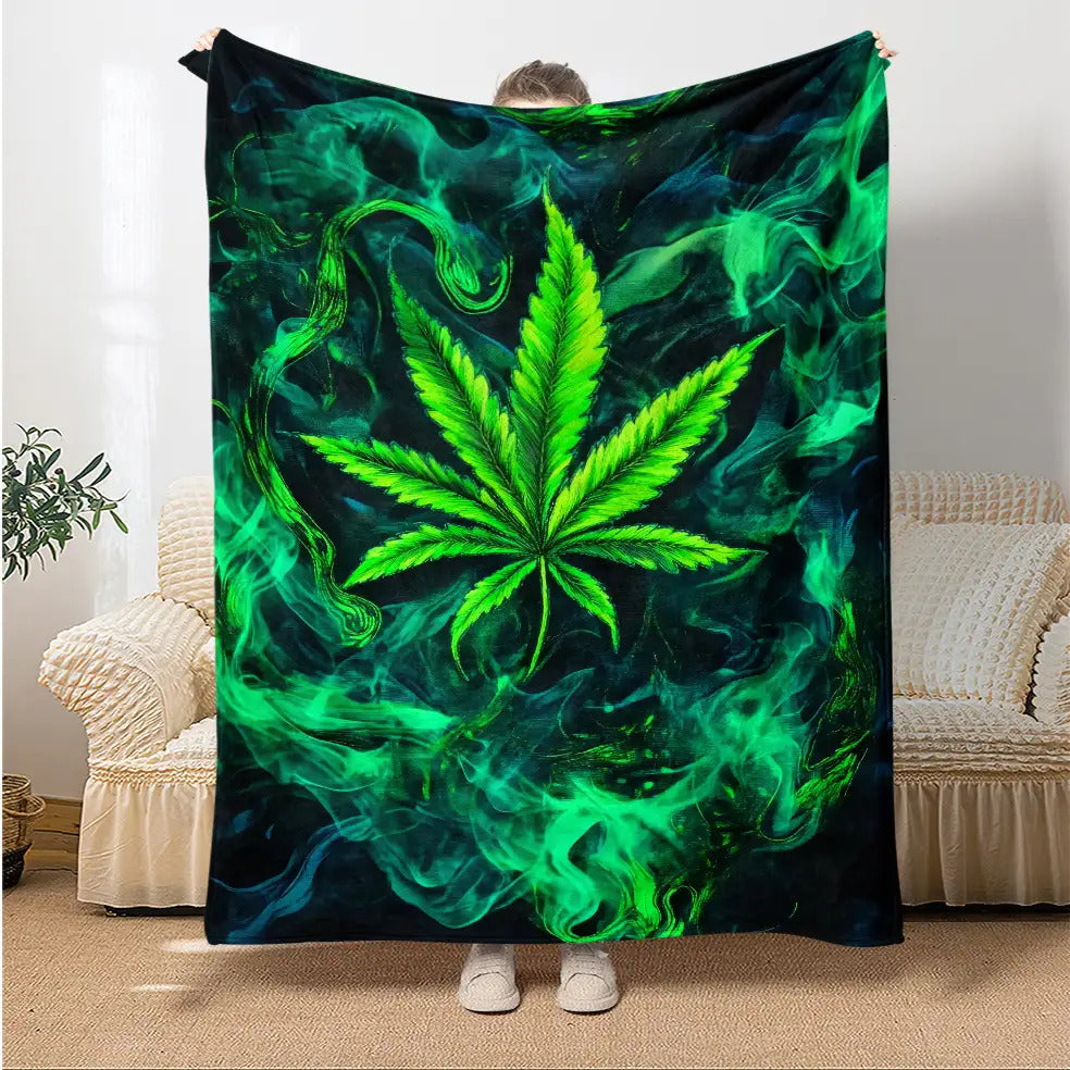 Aonana Secret Garden Leaf Art Soft Cozy Flannel Throw Blanket