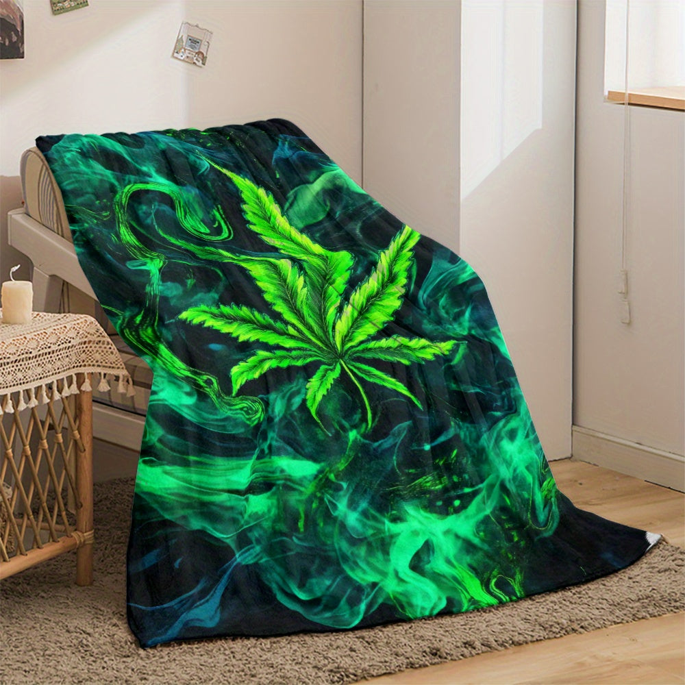 Aonana Secret Garden Leaf Art Soft Cozy Flannel Throw Blanket