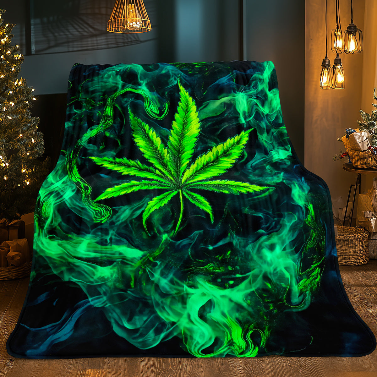 Aonana Secret Garden Leaf Art Soft Cozy Flannel Throw Blanket