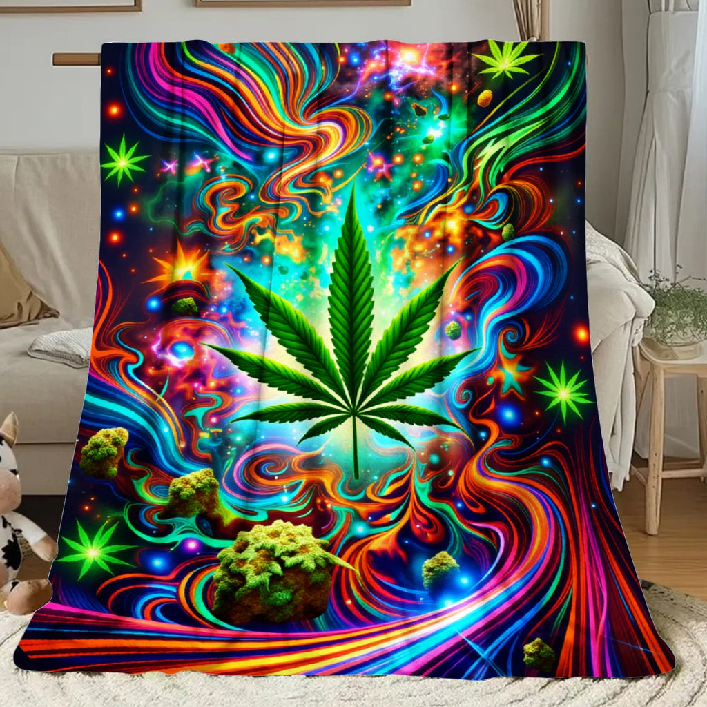 Aonana Secret Garden Leaf Art Soft Cozy Flannel Throw Blanket