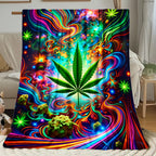 Aonana Secret Garden Leaf Art Soft Cozy Flannel Throw Blanket