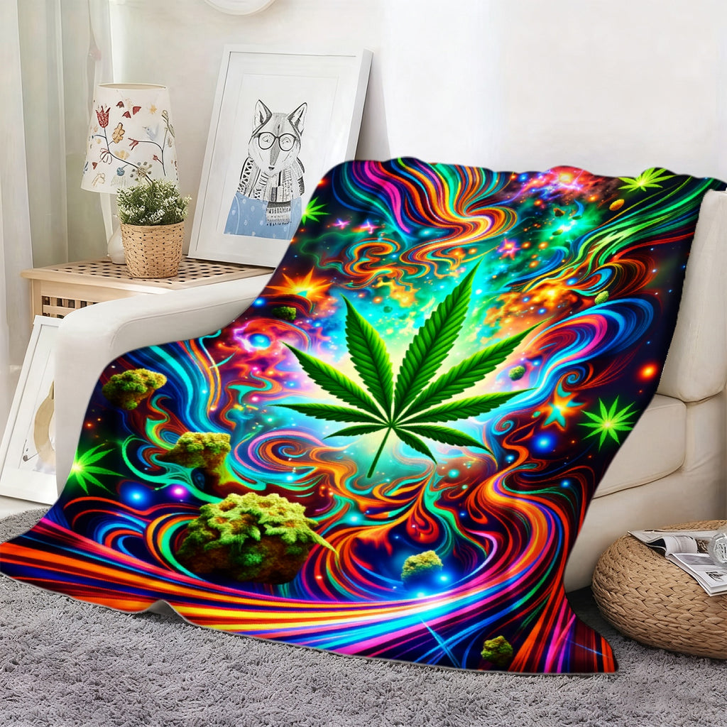 Aonana Secret Garden Leaf Art Soft Cozy Flannel Throw Blanket