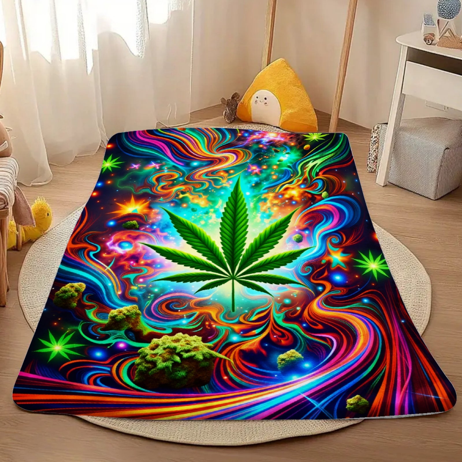 Aonana Secret Garden Leaf Art Soft Cozy Flannel Throw Blanket