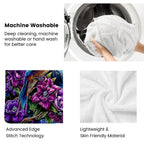 Aonana Hummingbird with Neon Flowers Flannel Throw Blanket