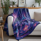 Aonana Hummingbird with Neon Flowers Flannel Throw Blanket
