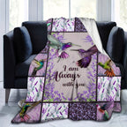 Aonana Hummingbird with Neon Flowers Flannel Throw Blanket