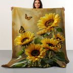 Aonana Secret Garden Sunflower Soft Cozy Flannel Throw Blanket