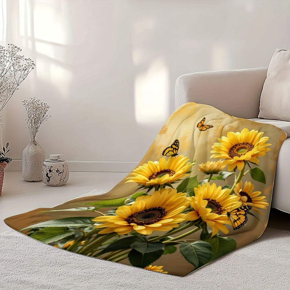Aonana Secret Garden Sunflower Soft Cozy Flannel Throw Blanket