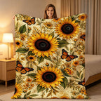 Aonana Secret Garden Sunflower Soft Cozy Flannel Throw Blanket