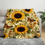 Aonana Secret Garden Sunflower Soft Cozy Flannel Throw Blanket