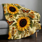 Aonana Secret Garden Sunflower Soft Cozy Flannel Throw Blanket