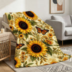 Aonana Secret Garden Sunflower Soft Cozy Flannel Throw Blanket