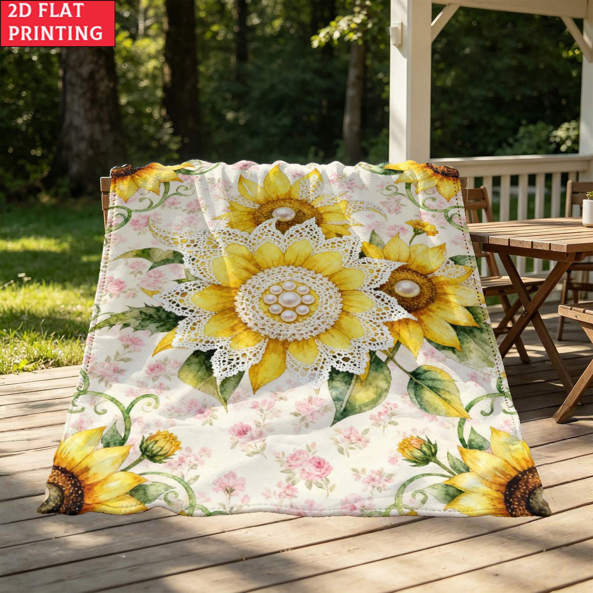 Aonana Secret Garden Sunflower Soft Cozy Flannel Throw Blanket