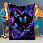 Aonana Secret Garden Butterfly & Floral Soft Cozy Flannel Throw Blanket