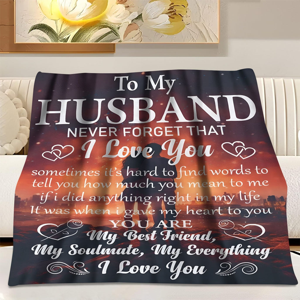 Aonana “To My Husband” Romantic Love Flannel Throw Blanket