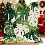Aonana Secret Garden Tropical Plant Leaf Cozy Flannel Throw Blanket