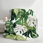Aonana Secret Garden Tropical Plant Leaf Cozy Flannel Throw Blanket