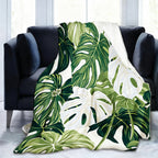 Aonana Secret Garden Tropical Plant Leaf Cozy Flannel Throw Blanket