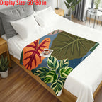 Aonana Secret Garden Tropical Plant Leaf Cozy Flannel Throw Blanket