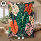 Aonana Secret Garden Tropical Plant Leaf Cozy Flannel Throw Blanket