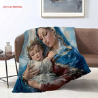 Aonana Virgin Mary & Baby Jesus Flannel Throw Blanket