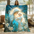 Aonana Virgin Mary & Baby Jesus Flannel Throw Blanket